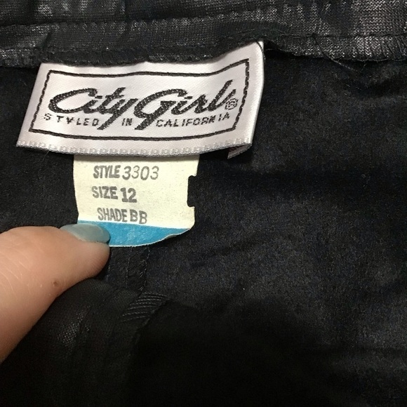 NWT Vintage Dead Stock Leather Look Polyester Black High Rise Pants. - Picture 9 of 9